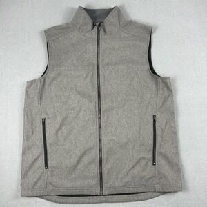 ExOfficio Vest Mens XL‎ Gray Softshell Fleece Lined Zip Front Outdoor Hiking